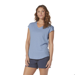 Royal Robbins Women’s T-shirts & Tanks Blue Model Close-up 73067