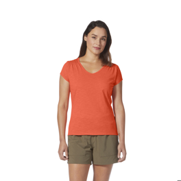 Royal Robbins Women’s T-shirts & Tanks Orange Model Close-up 73037