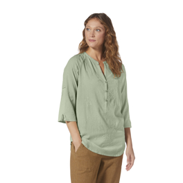 Royal Robbins Oasis Tunic II 3/4 Sleeve Women’s Shirts Green Model Close-up 73075