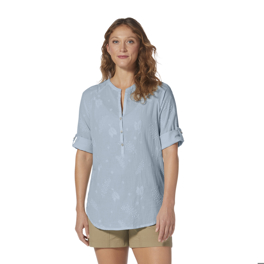 Royal Robbins Oasis Tunic II 3/4 Sleeve Women’s Shirts Blue Model Close-up 66206