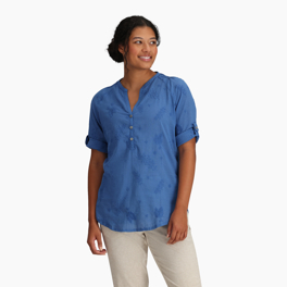 Royal Robbins 031 Women’s Shirts Blue Model Close-up 81828