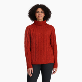 Royal Robbins Women’s Sweaters Red Model Close-up 77418